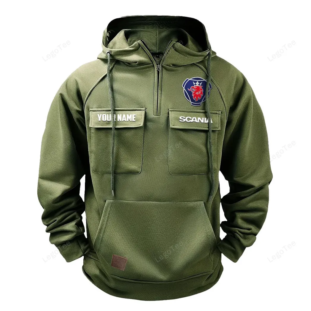 Scania Hoodie Reißverschluss Taktischer, All-Over-Print-Hoodie Scania - Olivgrün CAR109021425355-1