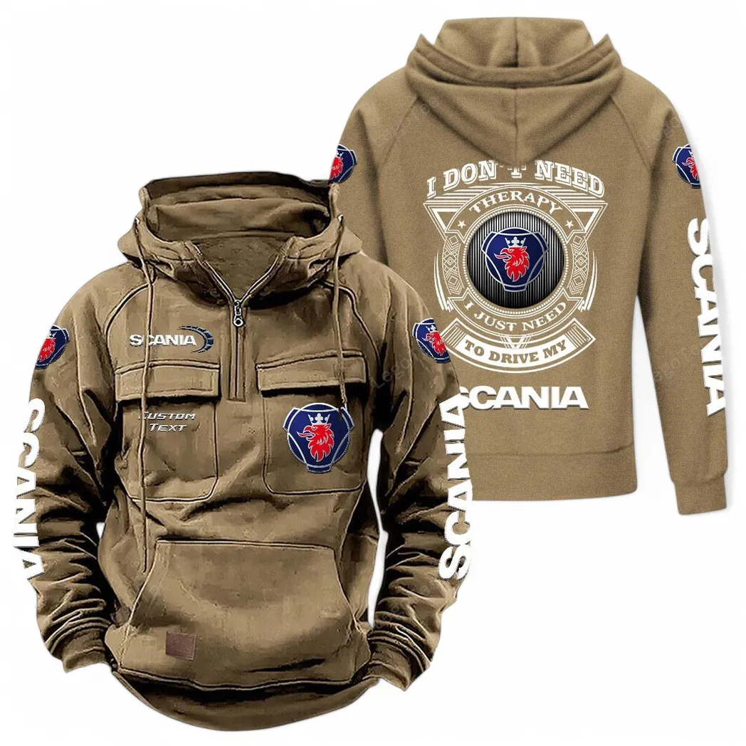 scania tactical quarter zip hoodie car106021525043 khaki fbhyr