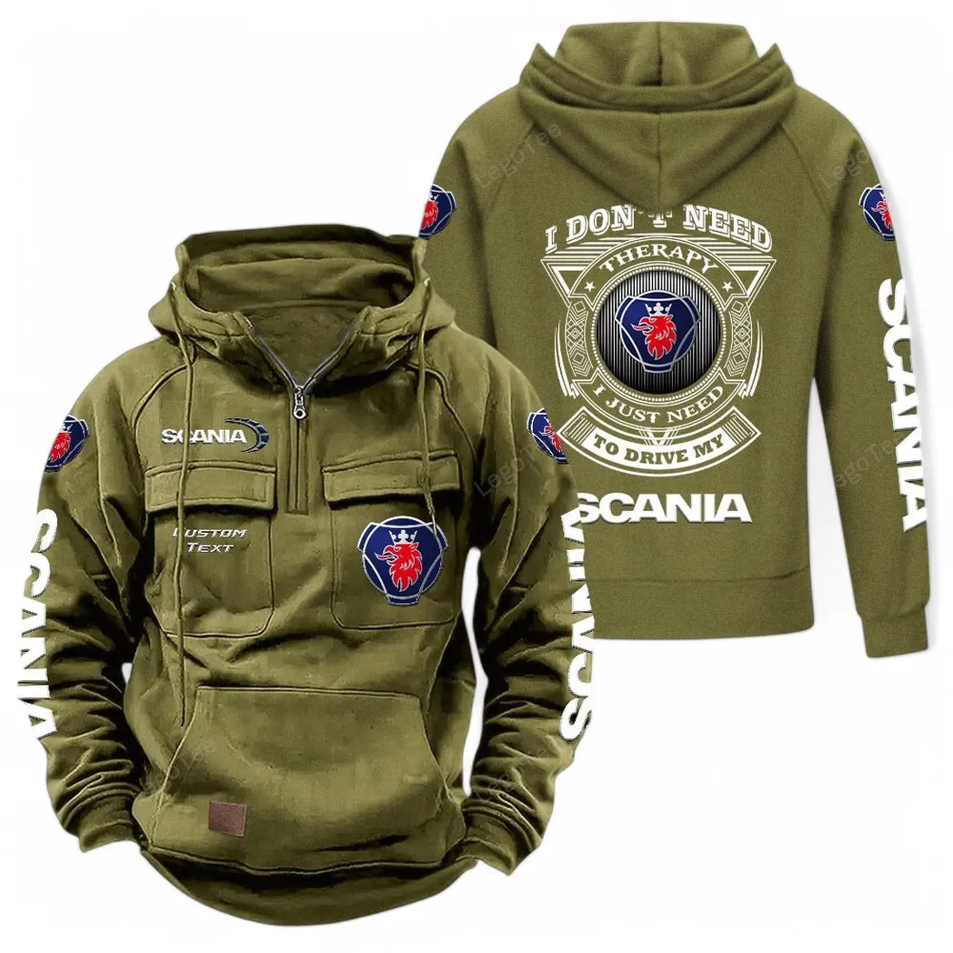 Scania Tactical Quarter Zip Hoodie CAR106021525043 - Olivgrün