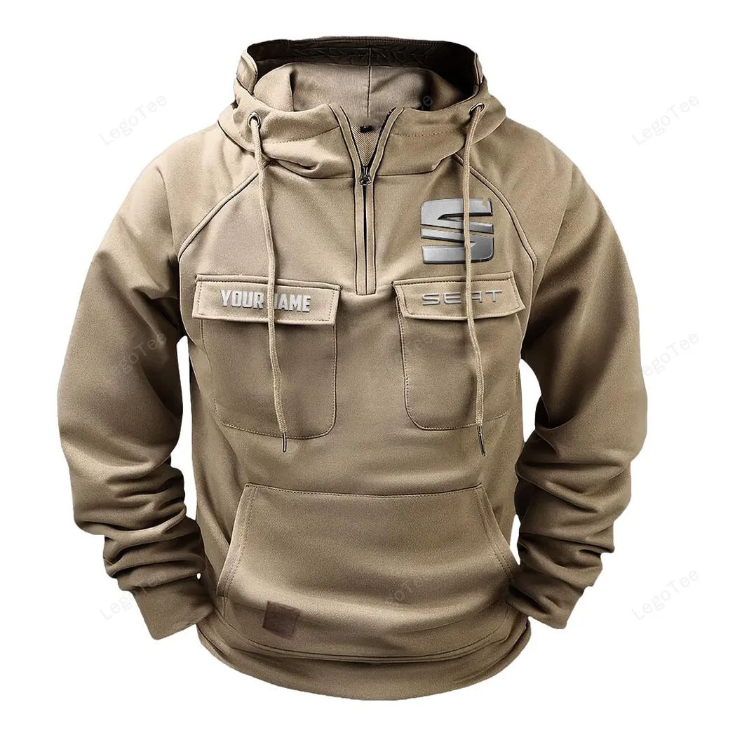 Seat Hoodie Reißverschluss Taktischer, All-Over-Print-Hoodie Seat - Khaki CAR109021425383-4