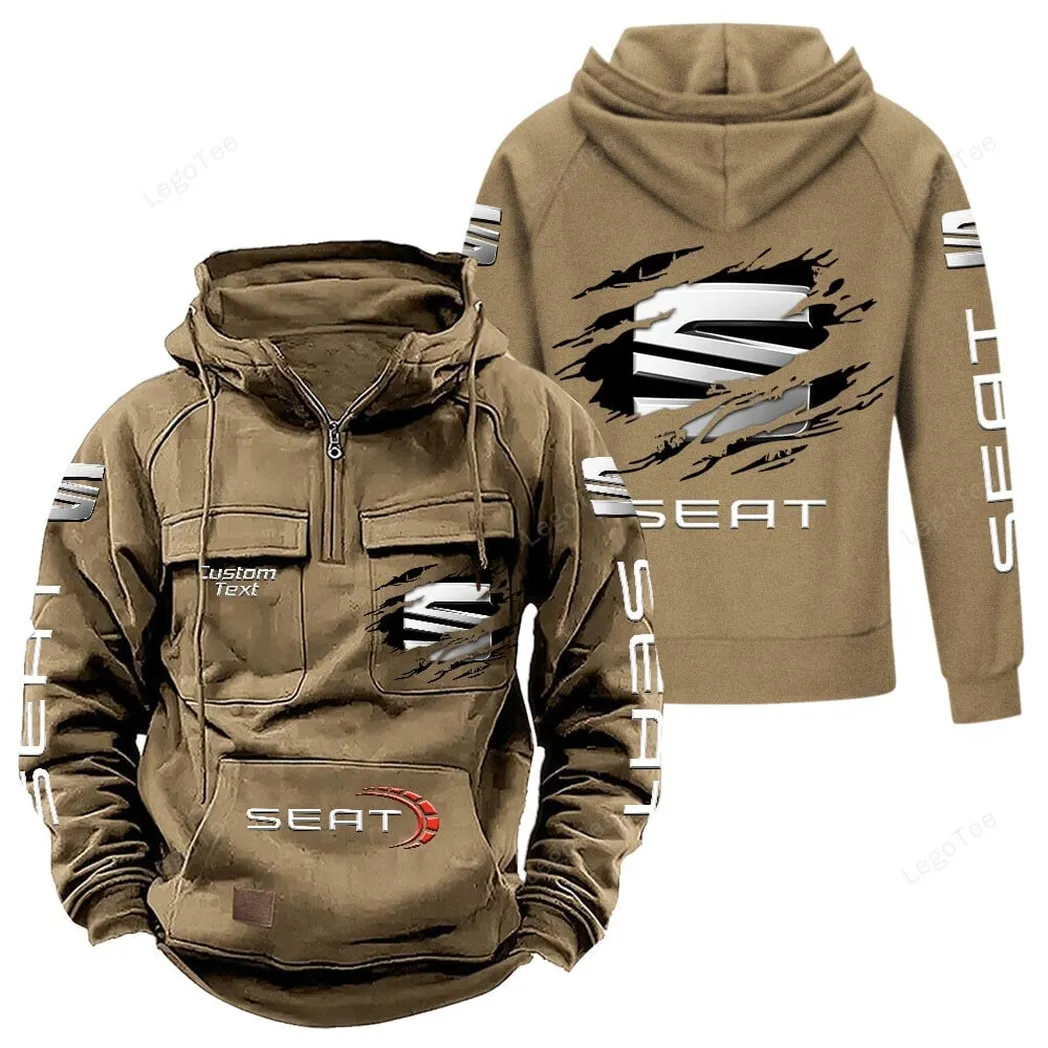 Seat Hoodie Reißverschluss Taktischer, All-Over-Print-Hoodie Seat - Khaki CAR122021425015-4