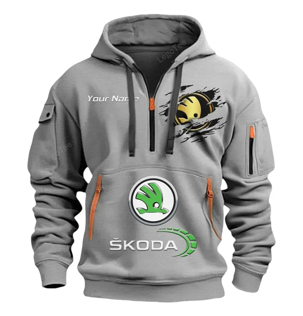 skoda half zip hoodie car113021425827 best gift for him husband boyfriend grau zq5cm