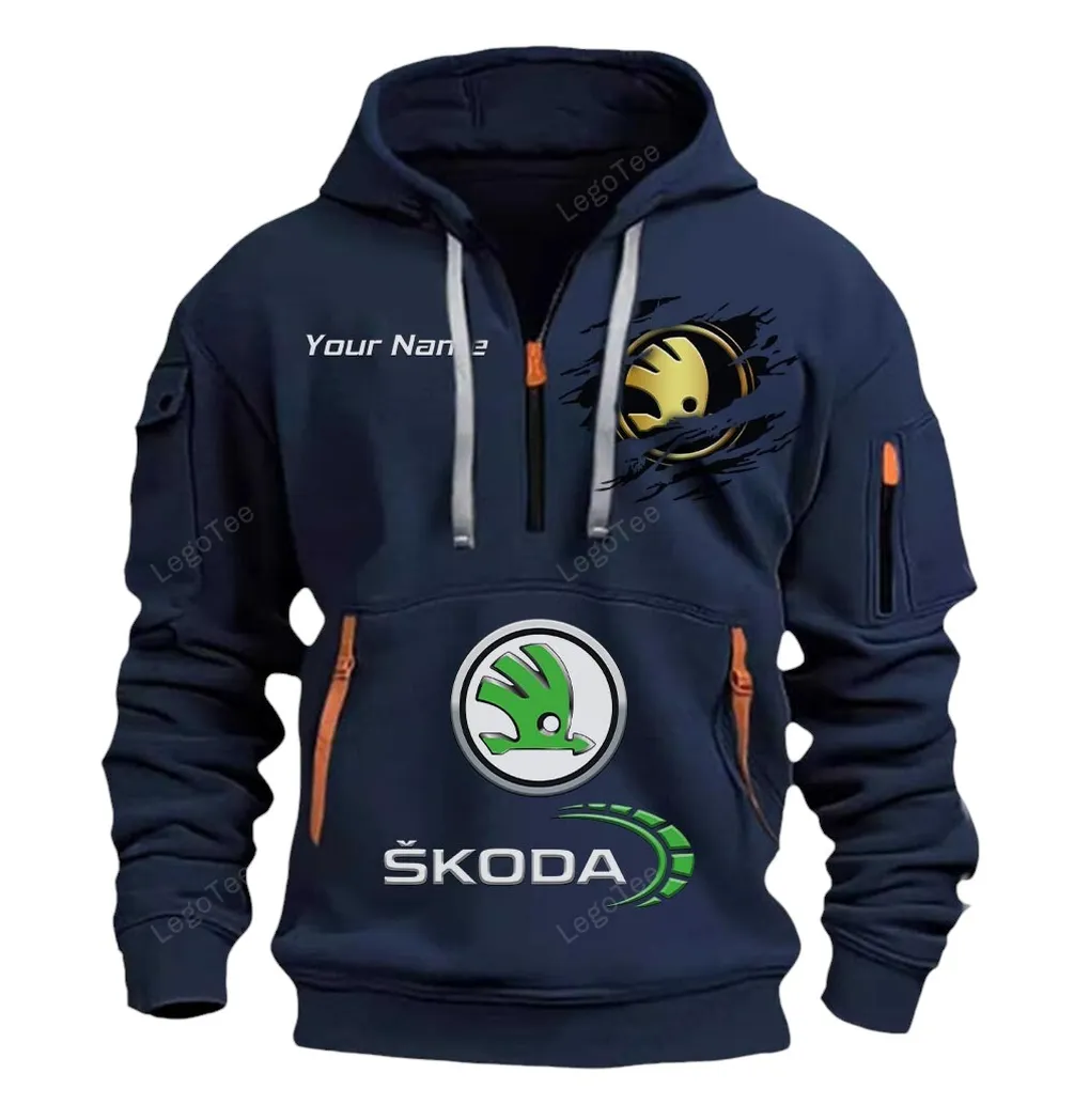 skoda half zip hoodie car113021425827 best gift for him husband boyfriend marineblau rowma
