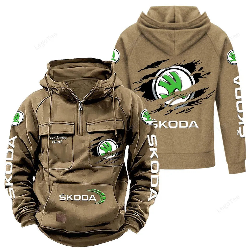 Skoda Hoodie Reißverschluss Taktischer, All-Over-Print-Hoodie Skoda - Khaki CAR122021425031-4