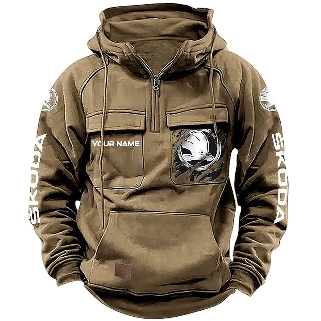 Skoda Hoodie Reißverschluss Taktischer, All-Over-Print-Hoodie Skoda CAR164022425160 - Khaki