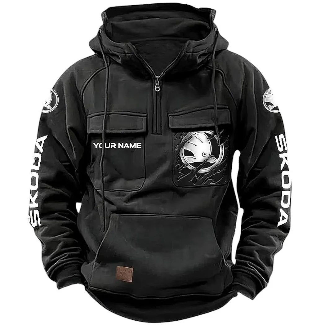 Skoda Hoodie Reißverschluss Taktischer, All-Over-Print-Hoodie Skoda CAR164022425160 - Schwarz