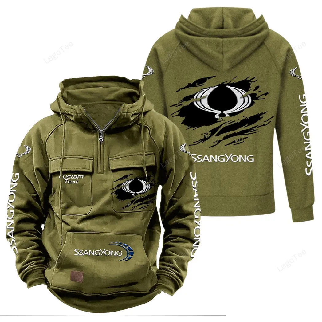 SsangYong Motor Hoodie Reißverschluss Taktischer, All-Over-Print-Hoodie SsangYong Motor - Olivgrün CAR122021425052-1