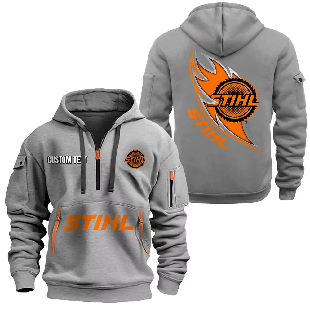 Stihl Hoodie Reißverschluss CAR1701112180, CAR Kapuzenpullover mit Allover-Druck - Grau