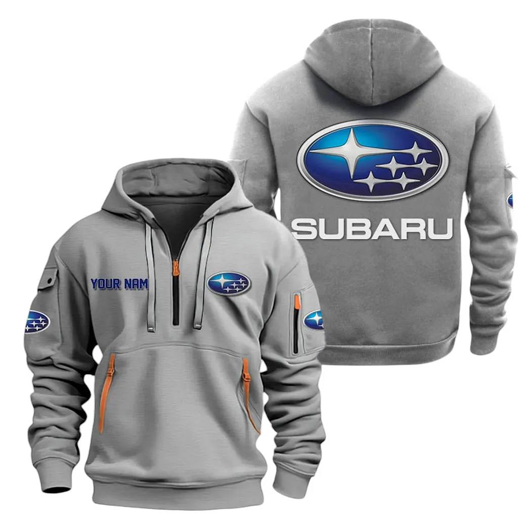 Subaru Half Zip Hoodie For Men, Gift For Subaru Lovers CAR20022125682 - Grau