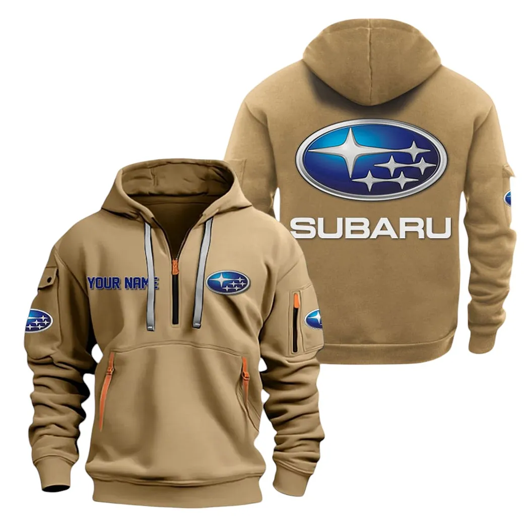 subaru half zip hoodie for men gift for subaru lovers car20022125682 khaki