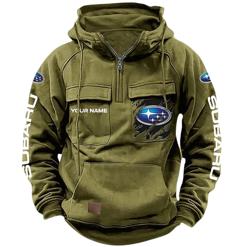 Subaru Hoodie Reißverschluss Taktischer, All-Over-Print-Hoodie Subaru CAR164022425163 - Olivgrün