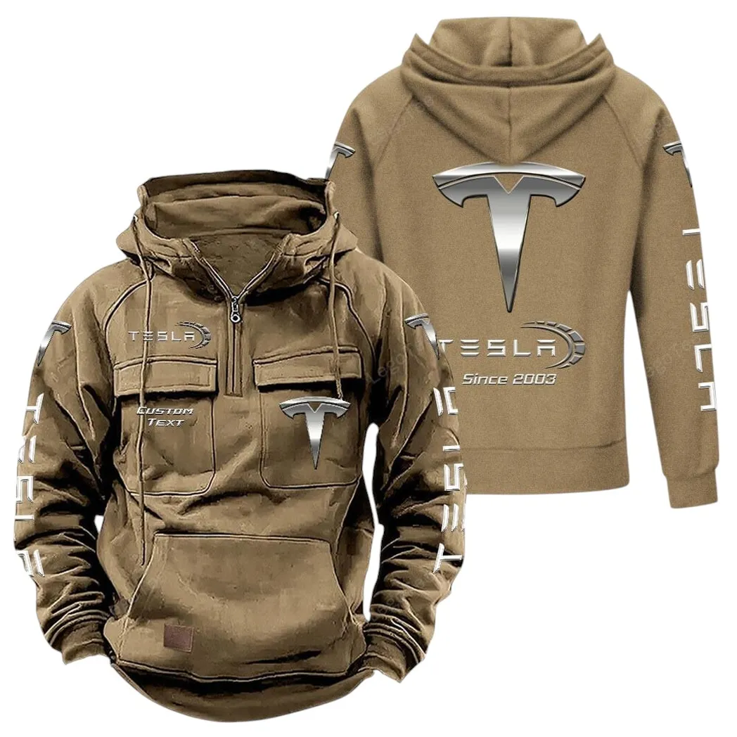 Tesla Hoodie Reißverschluss Taktischer, All-Over-Print-Hoodie Tesla - Khaki CAR96021425700-4
