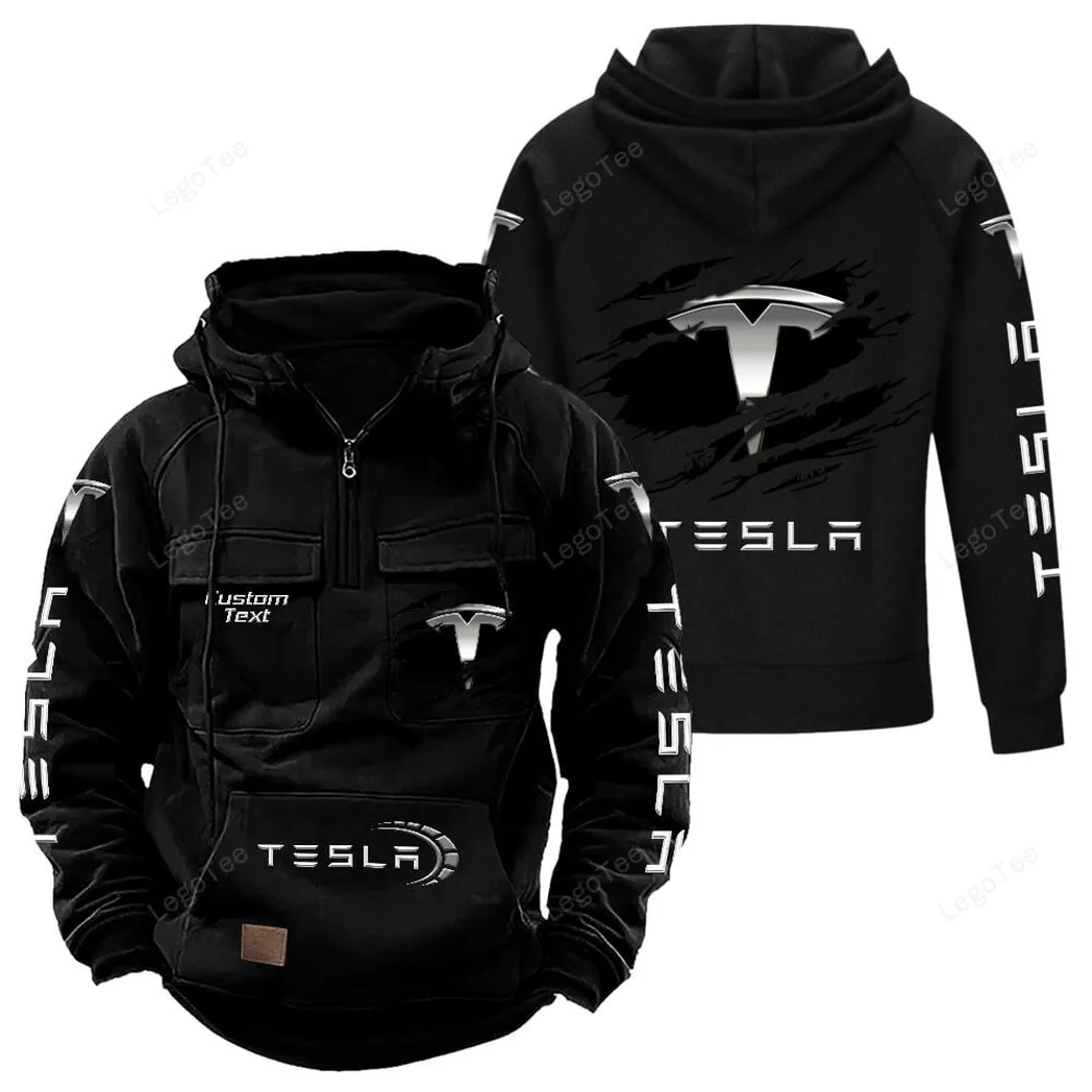 Tesla Hoodie Reißverschluss Taktischer, All-Over-Print-Hoodie Tesla - Schwarz CAR122021425051-2