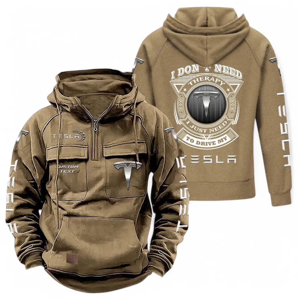 Tesla Tactical Quarter Zip Hoodie CAR106021525051 - Khaki