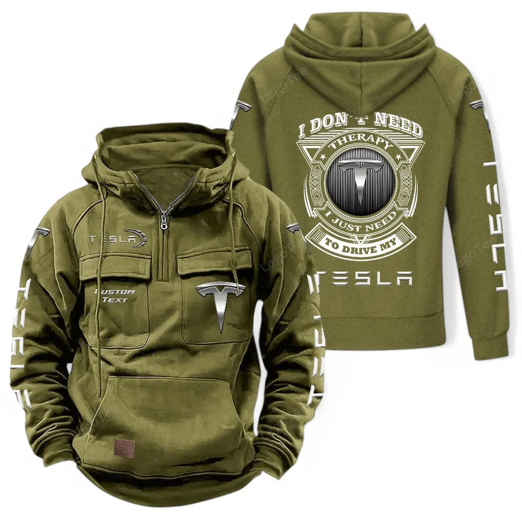 Tesla Tactical Quarter Zip Hoodie CAR106021525051 - Olivgrün