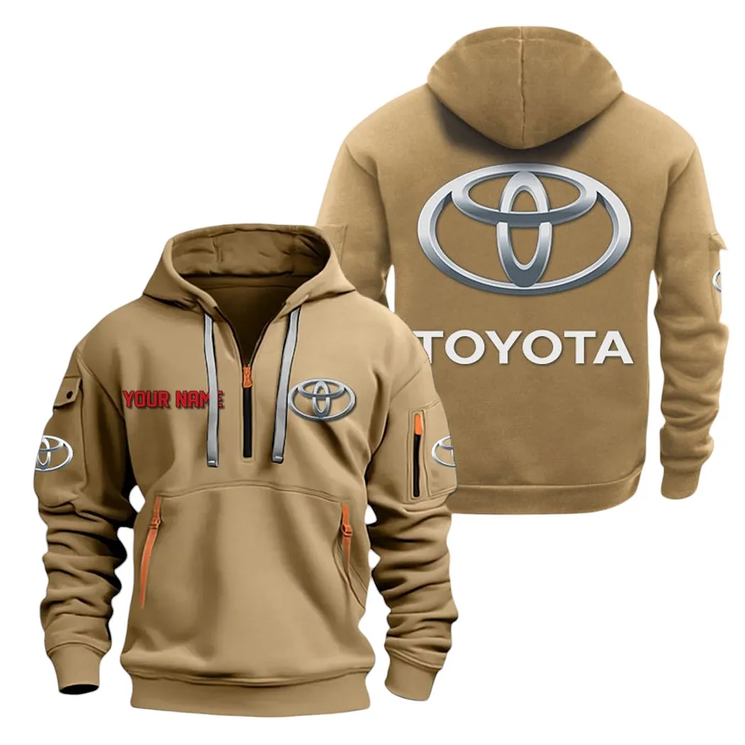 Toyota Half Zip Hoodie For Men, Gift For Toyota Lovers CAR20022125699 - Khaki