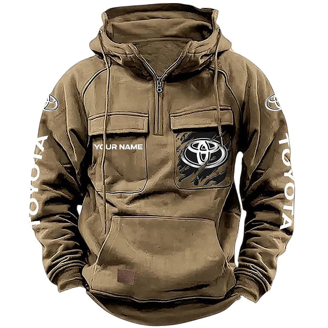 Toyota Hoodie Reißverschluss Taktischer, All-Over-Print-Hoodie Toyota CAR164022425158 - Khaki