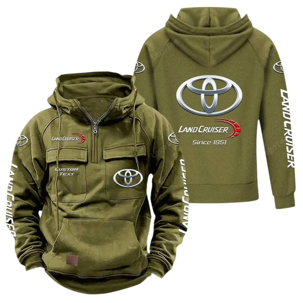 Toyota Land Cruiser Hoodie Reißverschluss Taktischer, All-Over-Print-Hoodie Toyota Land Cruiser - Olivgrün CAR96021425691-1