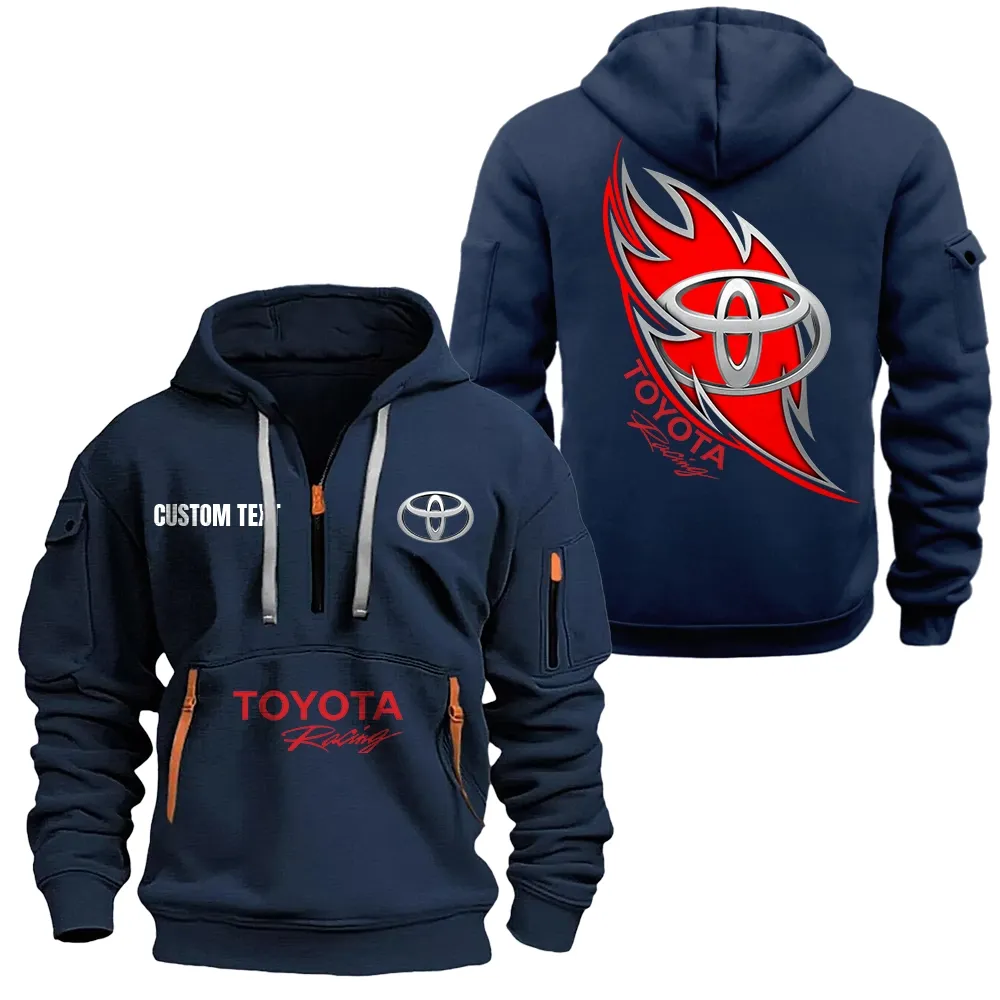 toyota racing Hoodie Reißverschluss CAR1701112198, CAR Kapuzenpullover mit Allover-Druck - Marineblau
