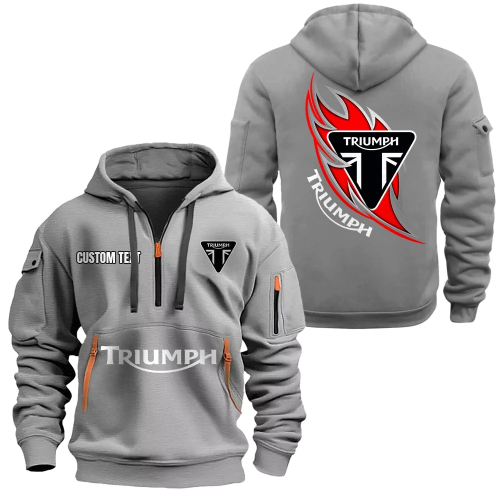 Triumph Motorcycles Hoodie Reißverschluss CAR1701112203, CAR Kapuzenpullover mit Allover-Druck - Grau