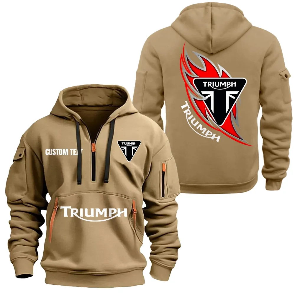 triumph motorcycles hoodie reiverschluss car1701112203 car kapuzenpullover mit allover druck khaki cvbrg