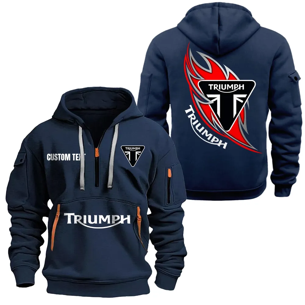 Triumph Motorcycles Hoodie Reißverschluss CAR1701112203, CAR Kapuzenpullover mit Allover-Druck - Marineblau