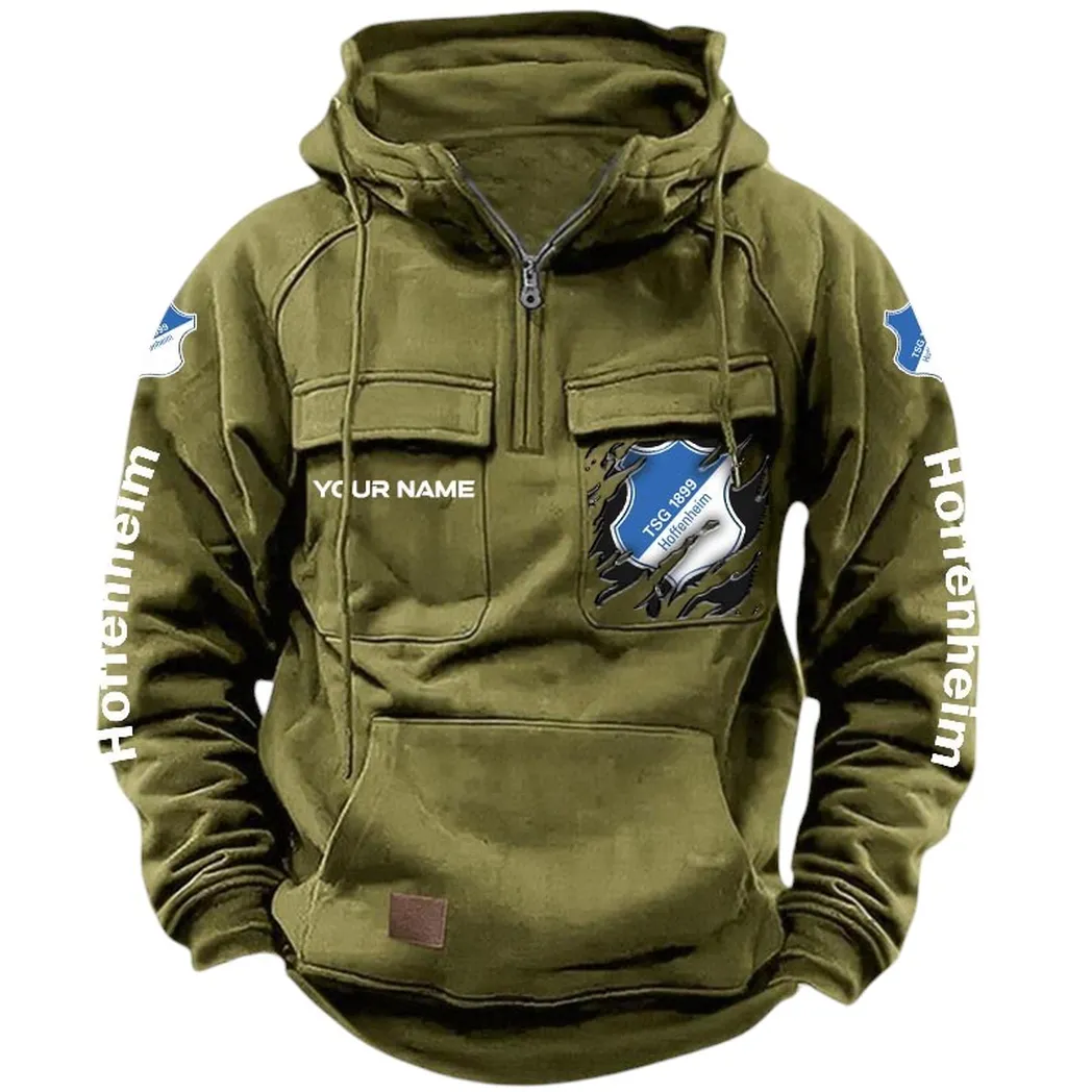 TSG Hoffenheim Hoodie Taktischer, All-Over-Print-Taktik-Hoodie mit Viertelreißverschluss - Olivgrün SPO1616016-1