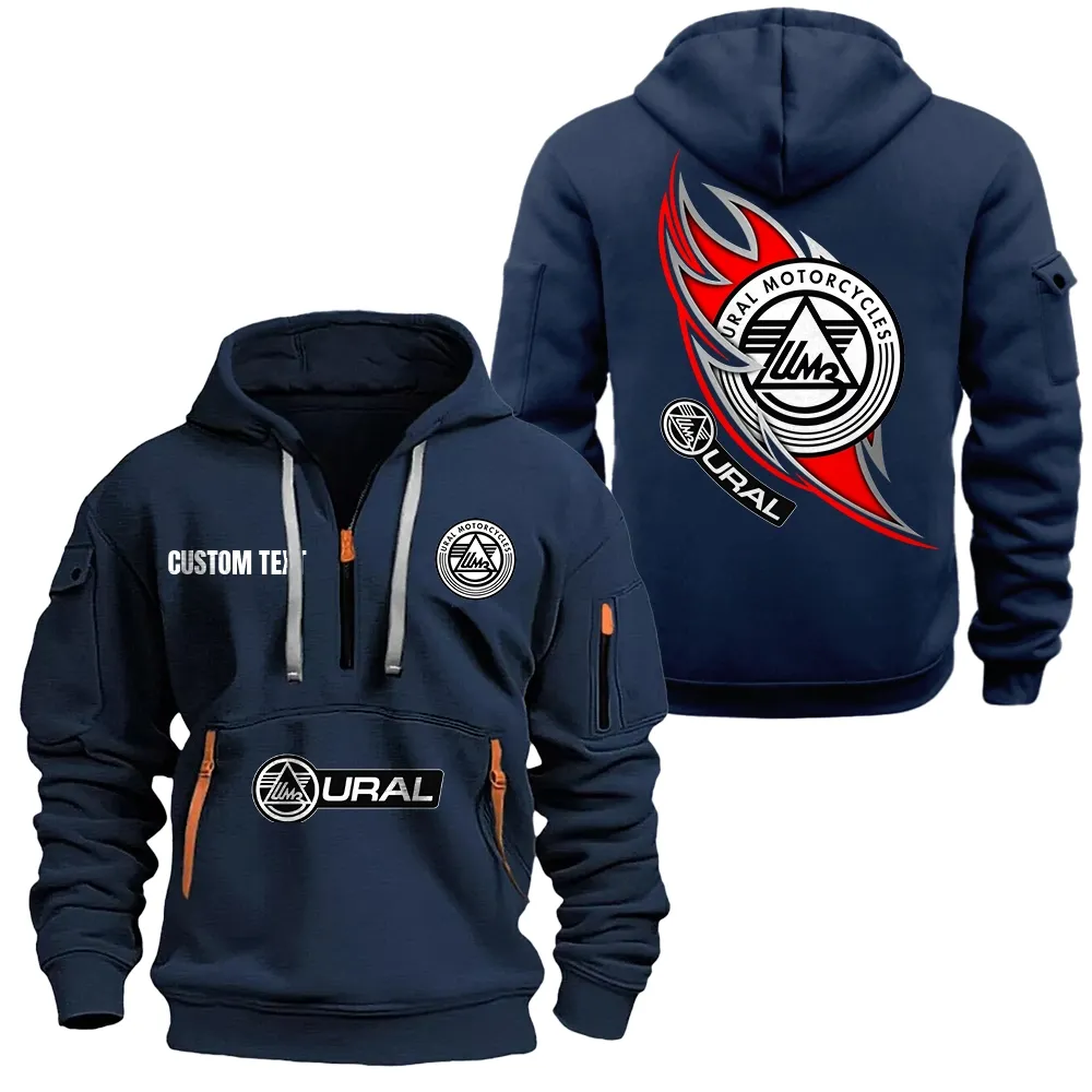 Ural Motorcycles Hoodie Reißverschluss CAR1701112204, CAR Kapuzenpullover mit Allover-Druck - Marineblau