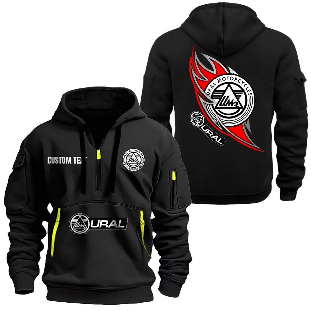 Ural Motorcycles Hoodie Reißverschluss CAR1701112204, CAR Kapuzenpullover mit Allover-Druck - Schwarz