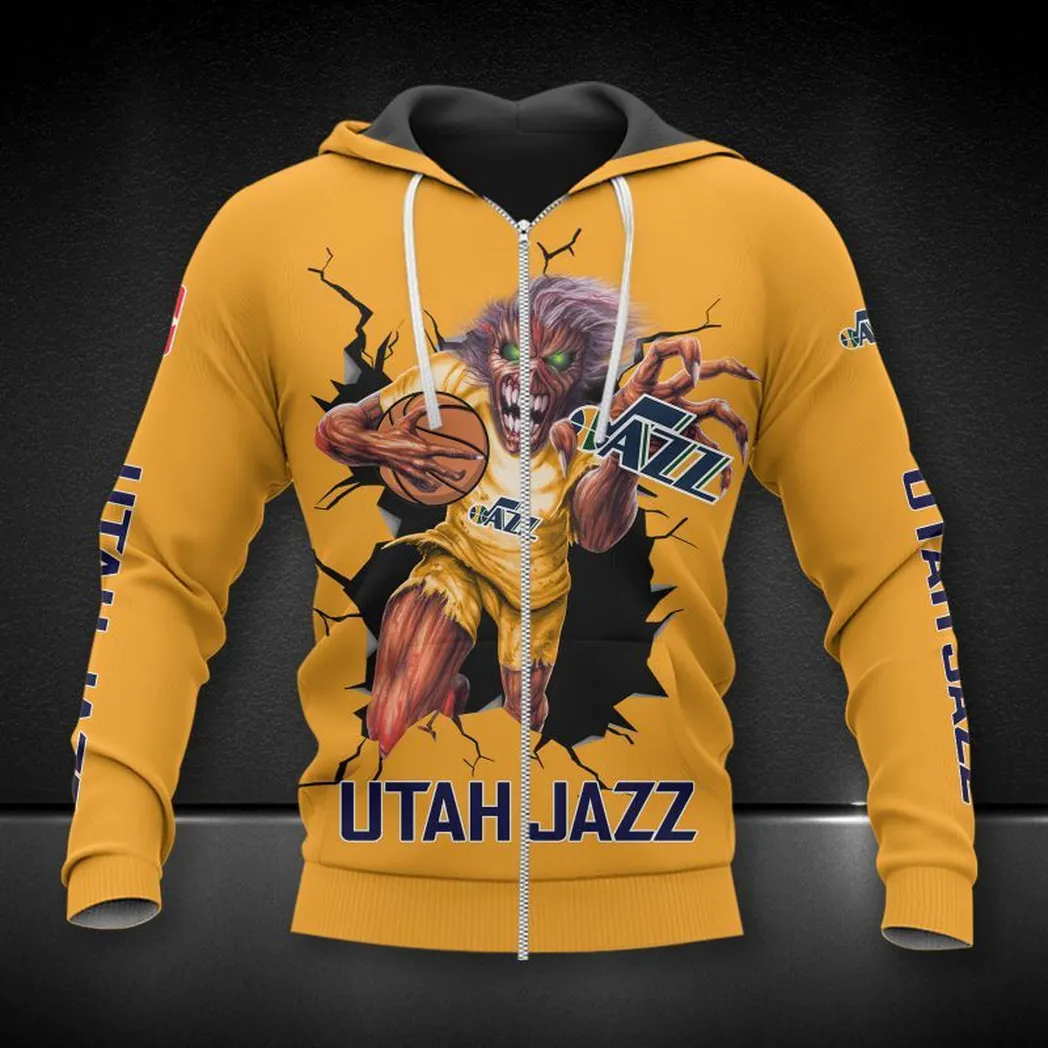 utah jazz hoodie mit reiverschluss allover druck hoodie geschenk fr fan utah jazz nba83050225139