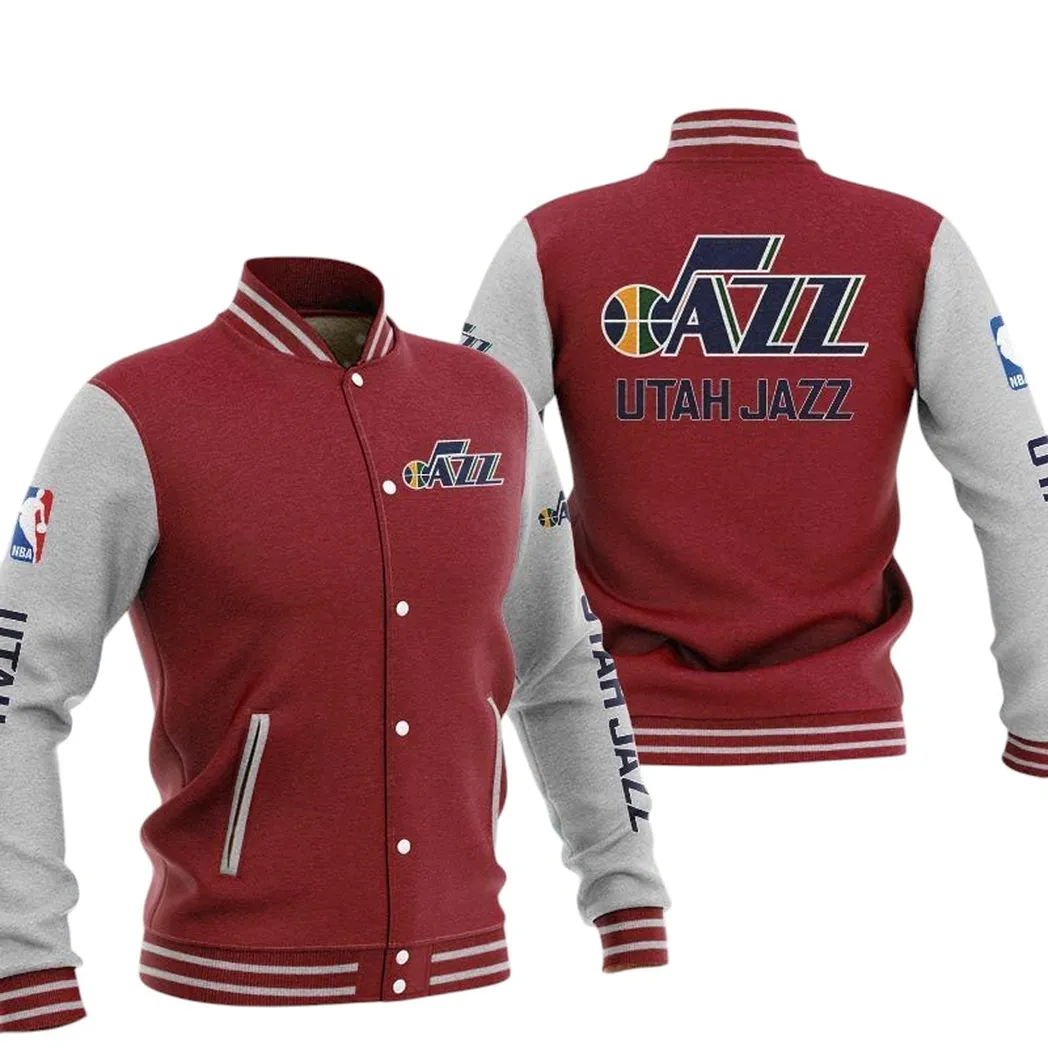 Utah Jazz Jacke Vintage Baseballjacke, Geschenk für Fan Utah Jazz -Dunkelrot NBA82210125039