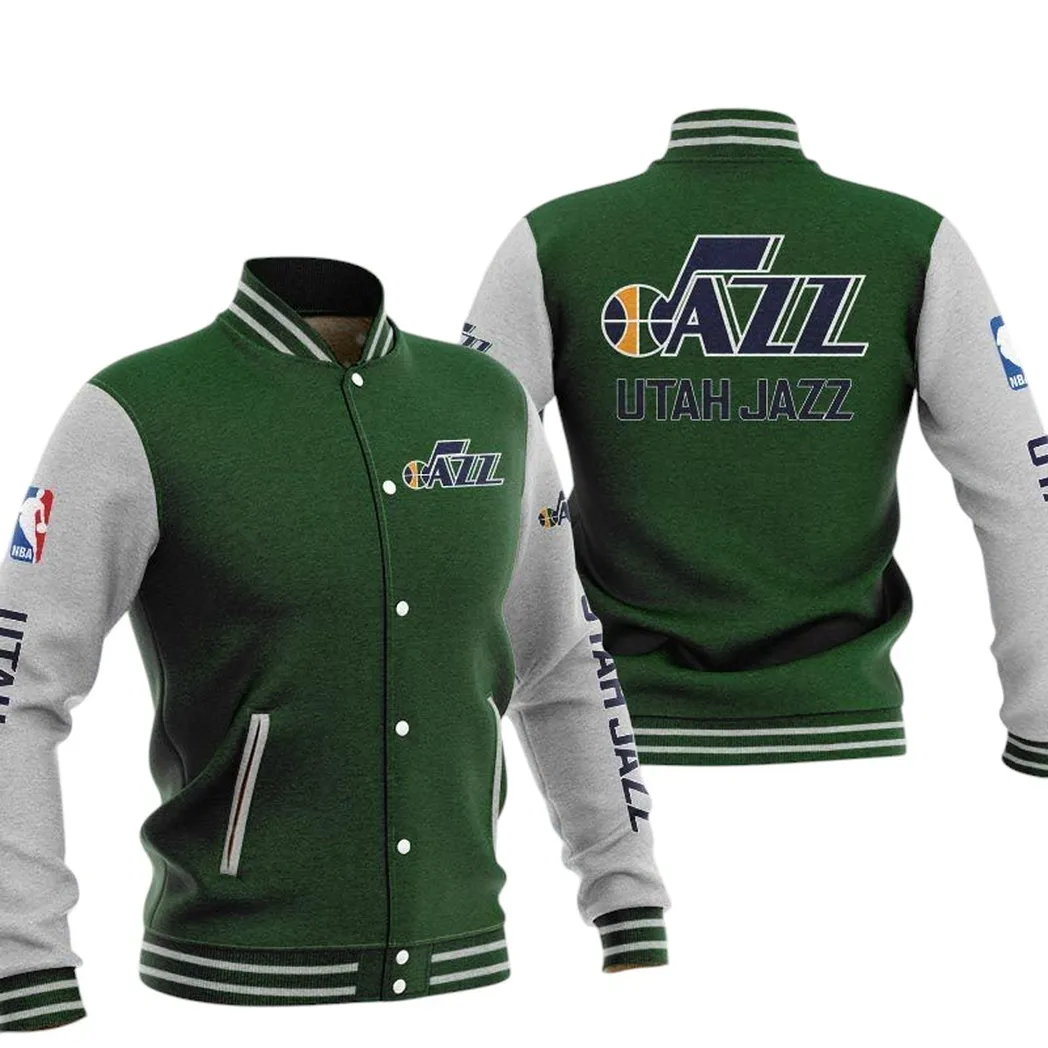 Utah Jazz Jacke Vintage Baseballjacke, Geschenk für Fan Utah Jazz -Grün NBA82210125039