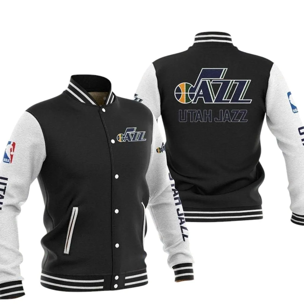 Utah Jazz Jacke Vintage Baseballjacke, Geschenk für Fan Utah Jazz -Schwarz NBA82210125039
