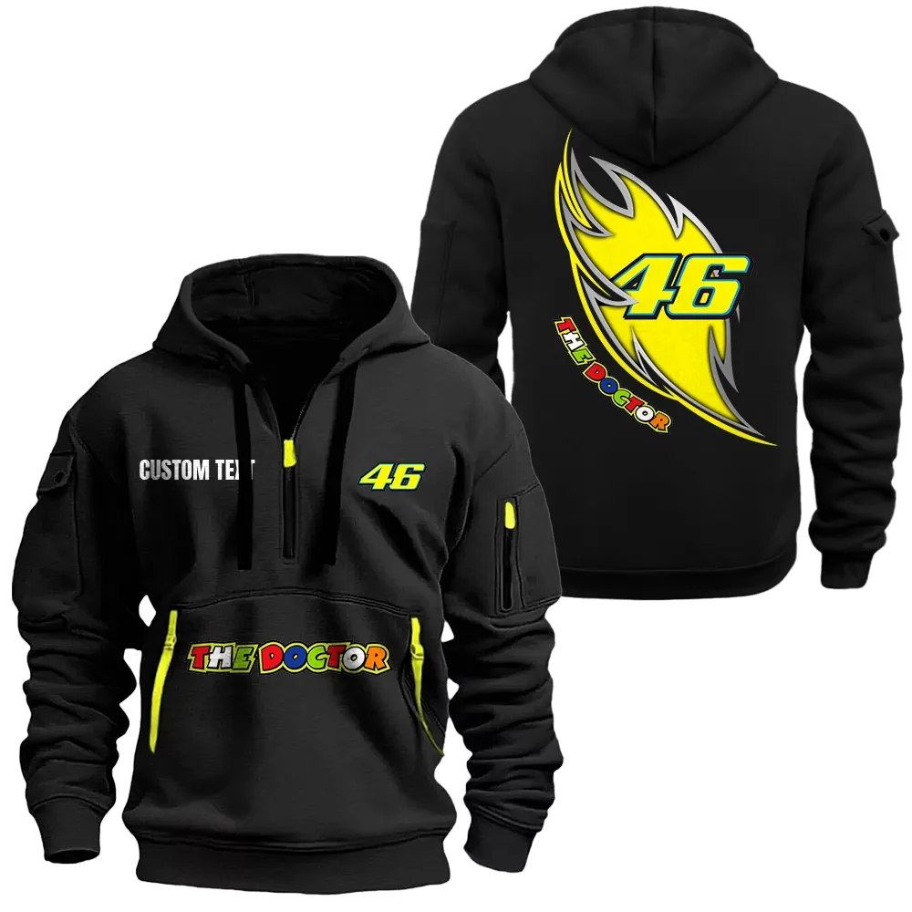 Valentino Rossi 46 Hoodie Reißverschluss CAR1701112205, CAR Kapuzenpullover mit Allover-Druck - Schwarz