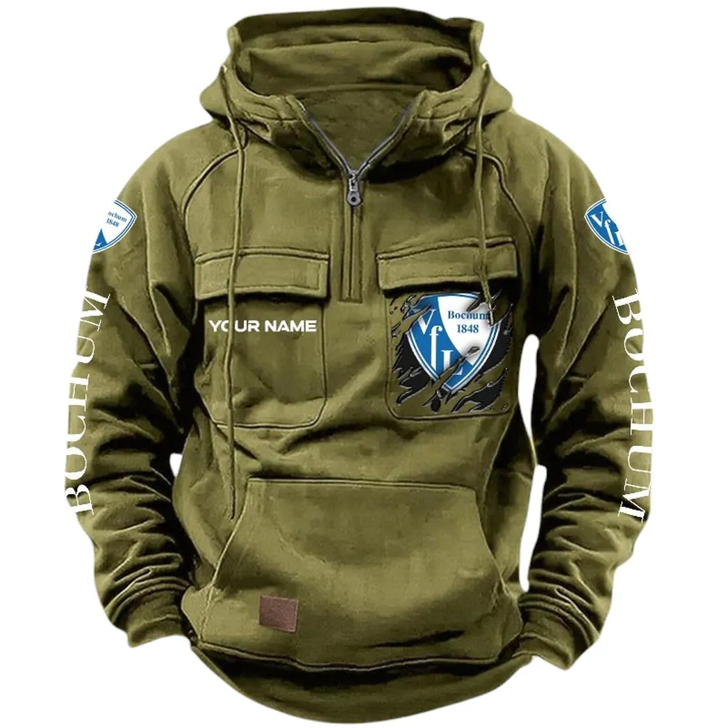 VfL Bochum Hoodie Taktischer, All-Over-Print-Taktik-Hoodie mit Viertelreißverschluss - Olivgrün SPO1616012-1