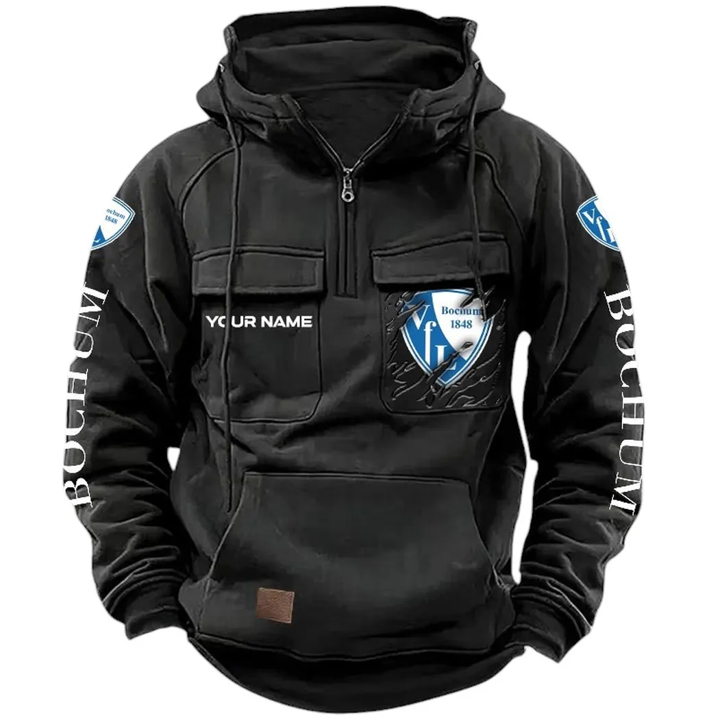 VfL Bochum Hoodie Taktischer, All-Over-Print-Taktik-Hoodie mit Viertelreißverschluss - Schwarz SPO1616012-2