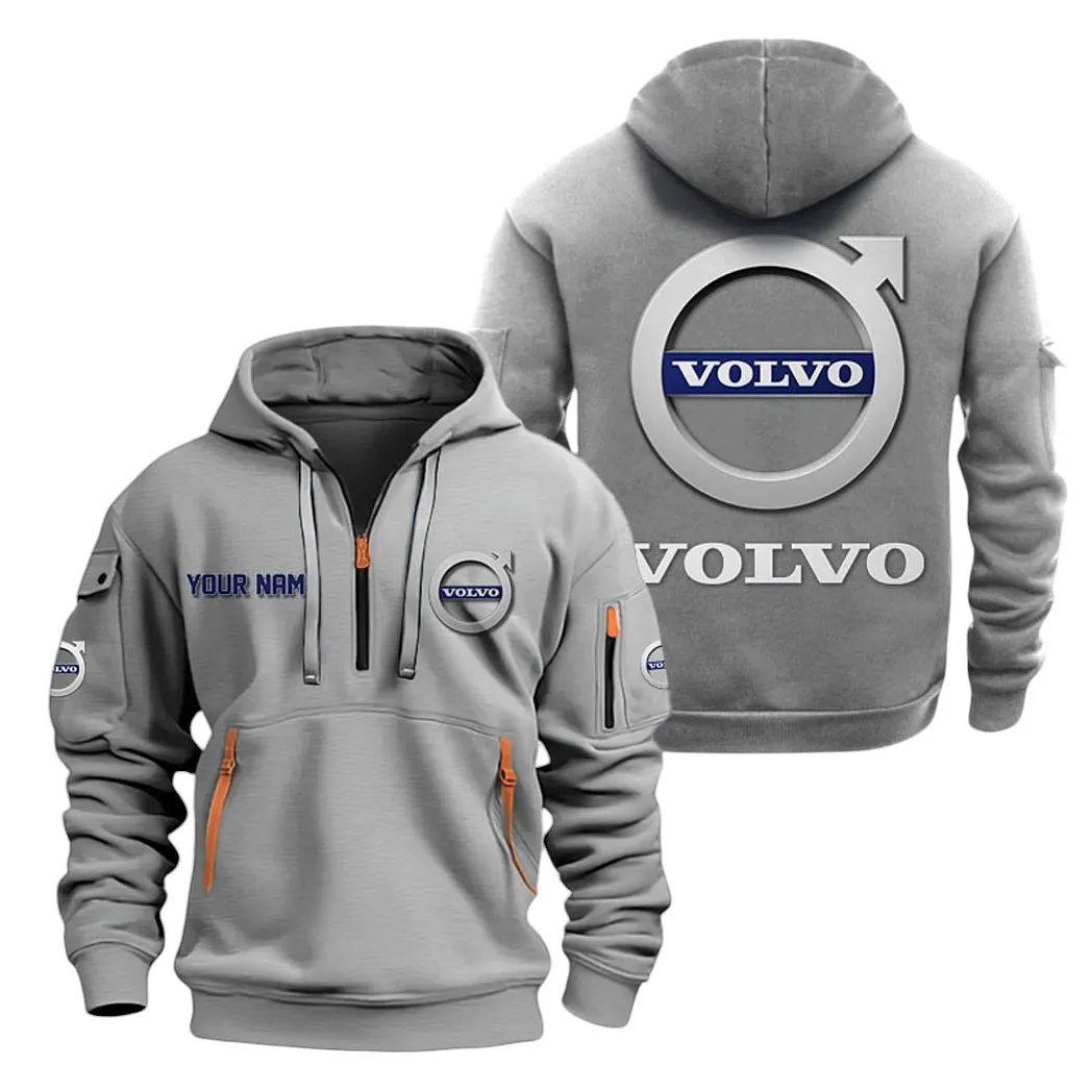 Volvo Half Zip Hoodie For Men, Gift For Volvo Lovers CAR20022125679 - Grau