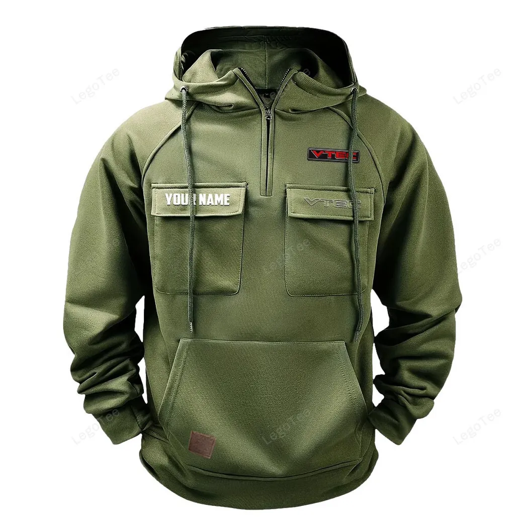 VTEC Honda Hoodie Reißverschluss Taktischer, All-Over-Print-Hoodie VTEC Honda - Olivgrün CAR109021425381-1