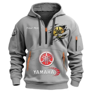 Yamaha Half Zip Hoodie CAR113021425816, Best Gift for Him, Husband, Boyfriend - Grau