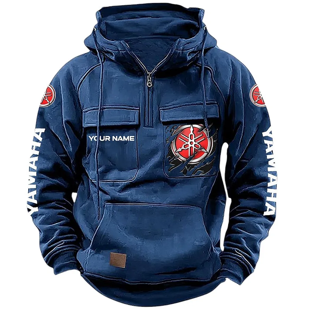 Yamaha Hoodie Reißverschluss Taktischer, All-Over-Print-Hoodie Yamaha CAR164022425161 - Dunkelblau