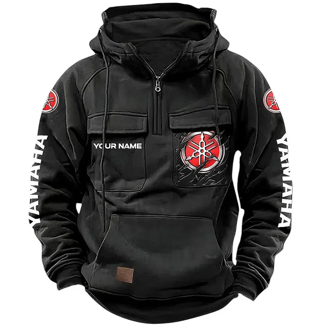 Yamaha Hoodie Reißverschluss Taktischer, All-Over-Print-Hoodie Yamaha CAR164022425161 - Schwarz