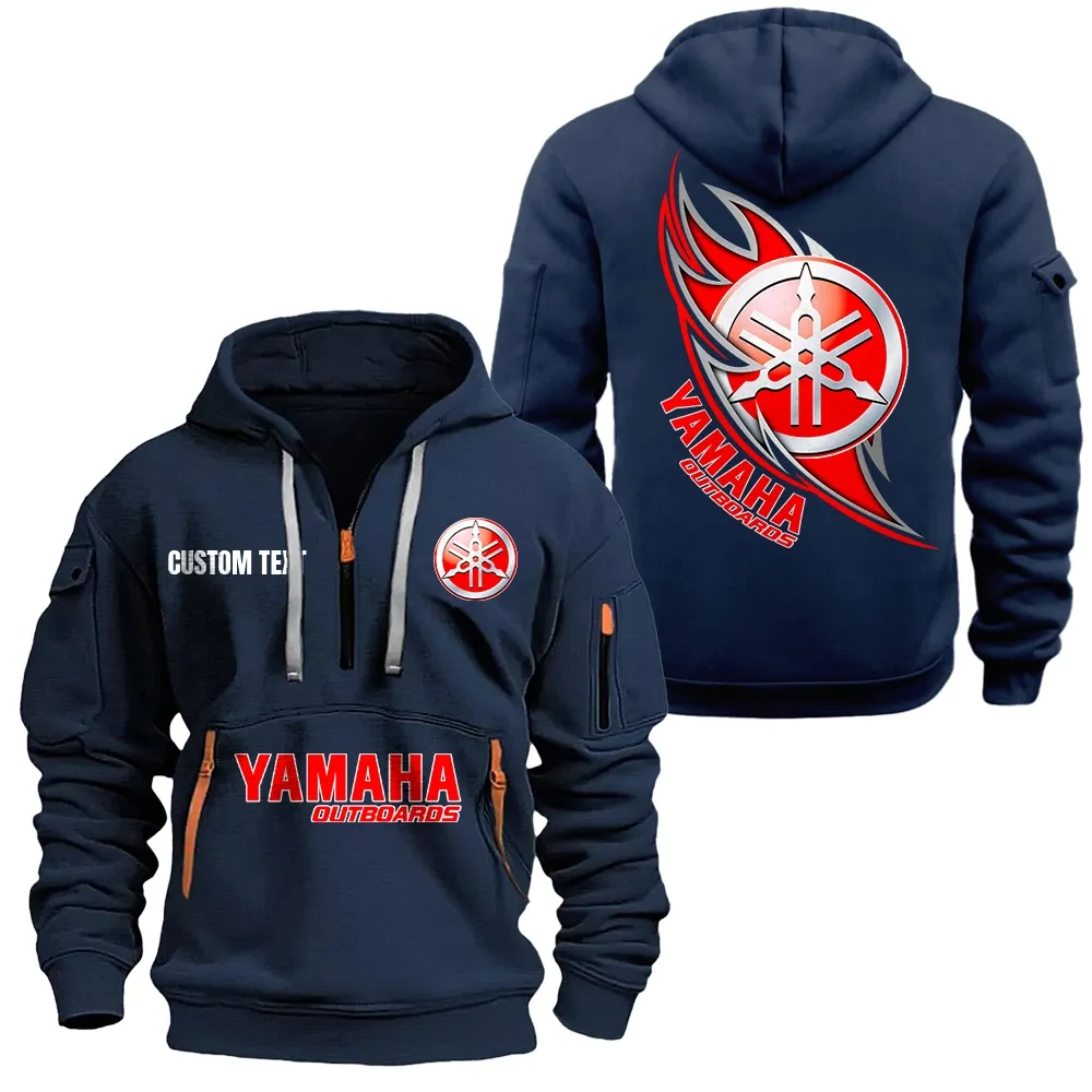 Yamaha Outboards Hoodie Reißverschluss CAR1701112214, CAR Kapuzenpullover mit Allover-Druck - Marineblau