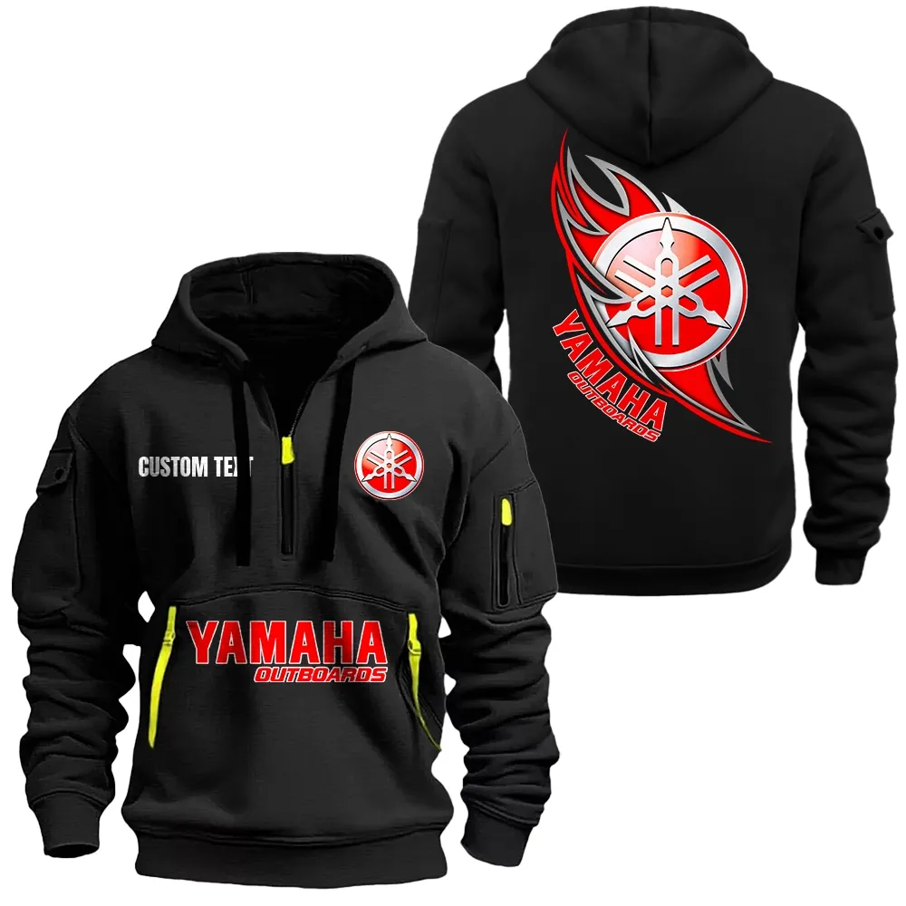 Yamaha Outboards Hoodie Reißverschluss CAR1701112214, CAR Kapuzenpullover mit Allover-Druck - Schwarz