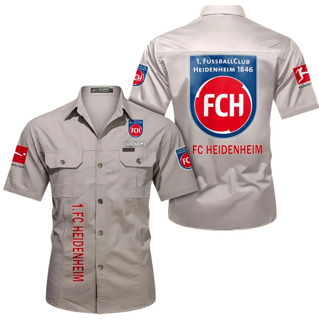 1. FC Heidenheim Hemd mit kurzen Ärmeln, All-Over-Print Kurzarmhemd BDE11052625263 - Beige