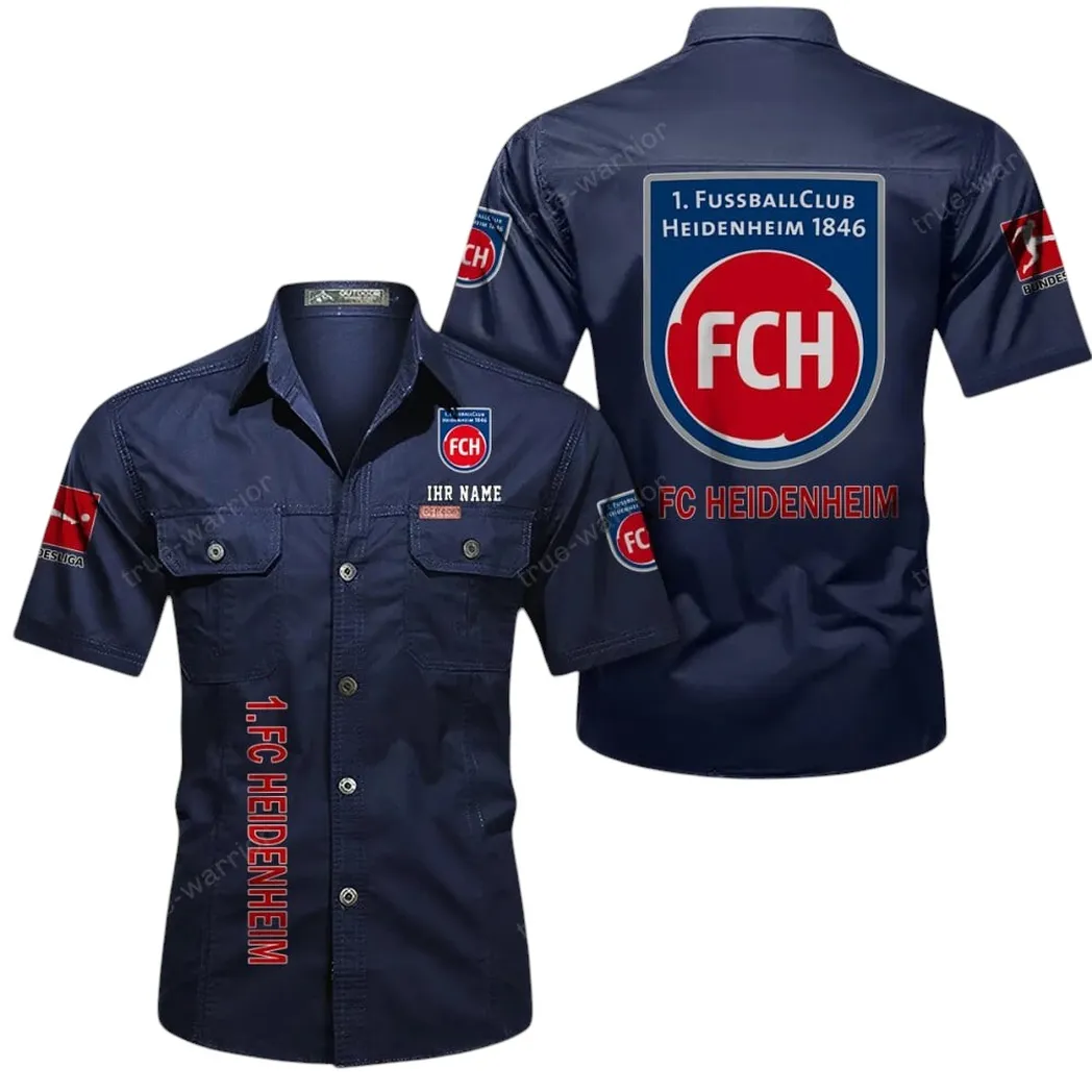 1. FC Heidenheim Hemd mit kurzen Ärmeln, All-Over-Print Kurzarmhemd BDE11052625263 - Dunkelblau