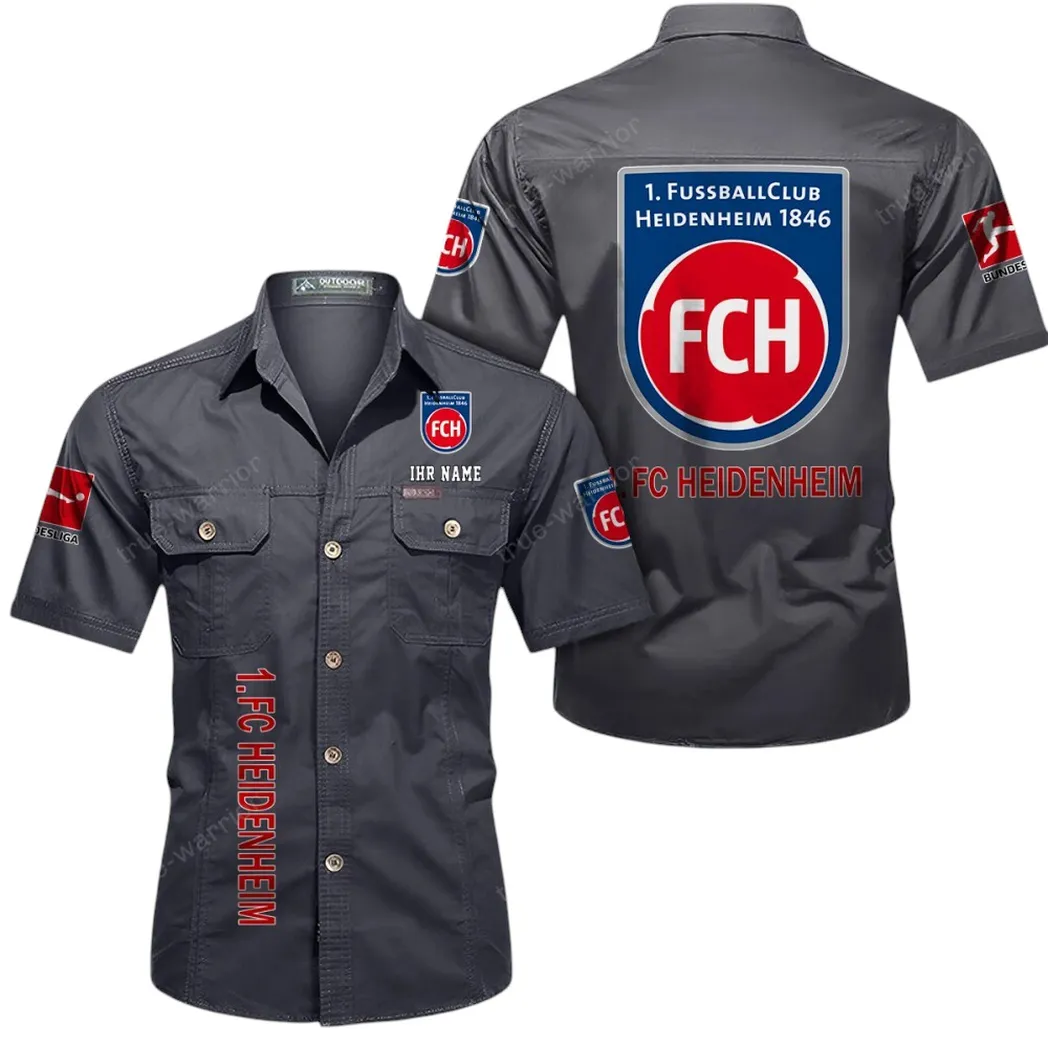 1. FC Heidenheim Hemd mit kurzen Ärmeln, All-Over-Print Kurzarmhemd BDE11052625263 - Grau
