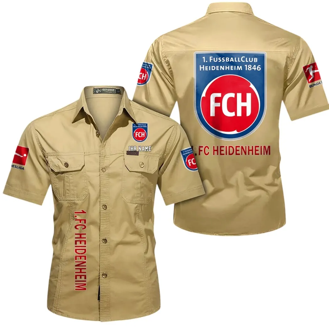 1. FC Heidenheim Hemd mit kurzen Ärmeln, All-Over-Print Kurzarmhemd BDE11052625263 - Khaki