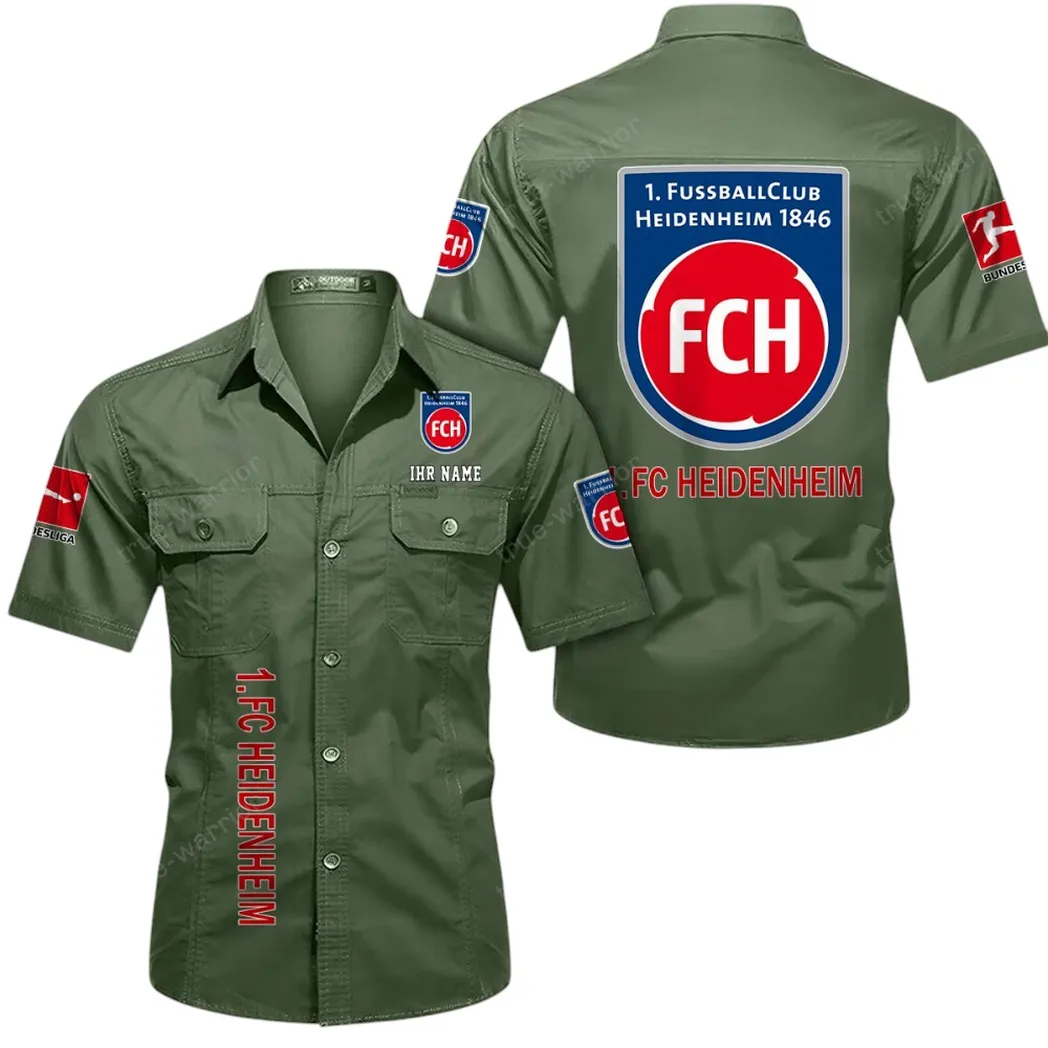 1. FC Heidenheim Hemd mit kurzen Ärmeln, All-Over-Print Kurzarmhemd BDE11052625263 - Olivgrün