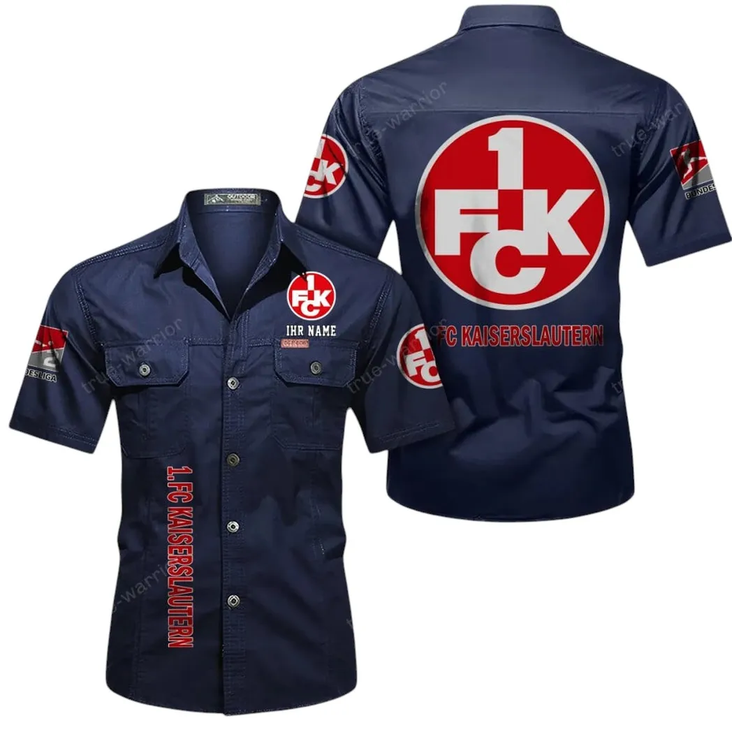 1. FC Kaiserslautern Hemd mit kurzen Ärmeln, All-Over-Print Kurzarmhemd BDE11052625244 - Dunkelblau