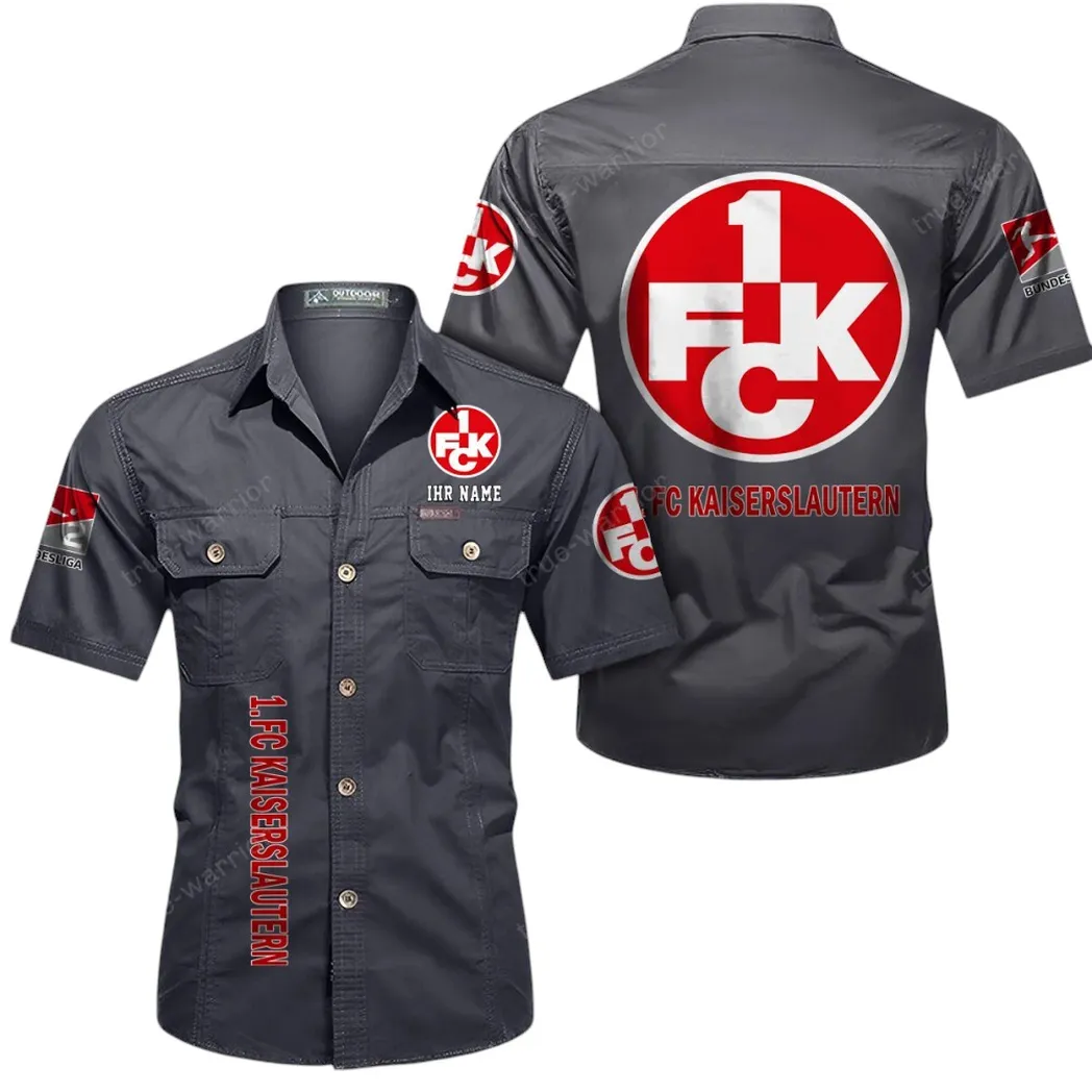 1. FC Kaiserslautern Hemd mit kurzen Ärmeln, All-Over-Print Kurzarmhemd BDE11052625244 - Grau